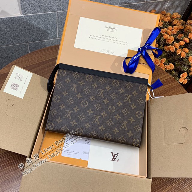 LV專櫃2023新款升級版男士手包 M44466老花 路易威登老花全新中號手袋手拿包 dn1044